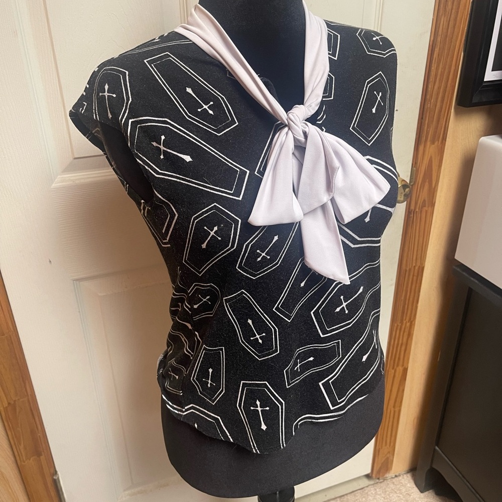 Black and White Coffin Print Women's Blouse